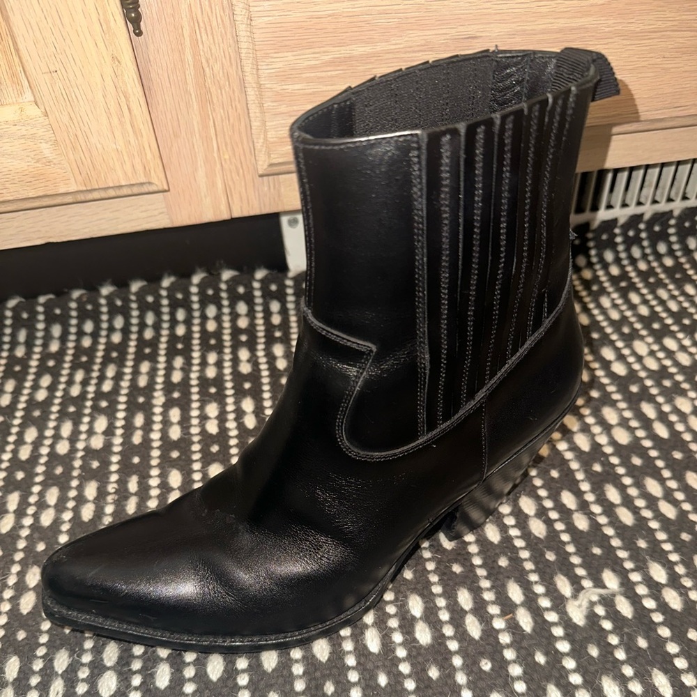 Celine Berlin 80 Cowboy Boots Black Leather Pointed Toe Ankle Boot